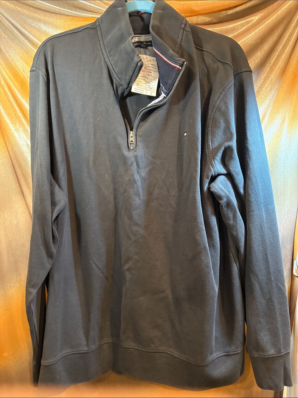 Tommy Hilfiger 2XL Men’s Navy Quarter-Zip Pullover with Signature Flag. Box TT